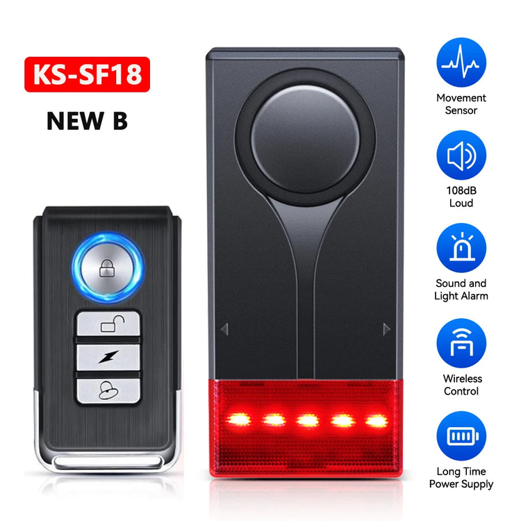 Wireless Vibration Bike Alarm With Remote Control Anti-Theft Alarm 110dB Loud Bike Door Window Alarm Home Safety System by Home for Health and Beauty