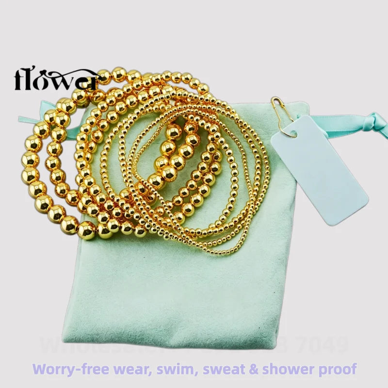 Waterproof Charm Beads Stackable Bracelets Bangles Fashion Fine Jewelry Gift For Women Anniversary Birthday by Home for Health and Beauty