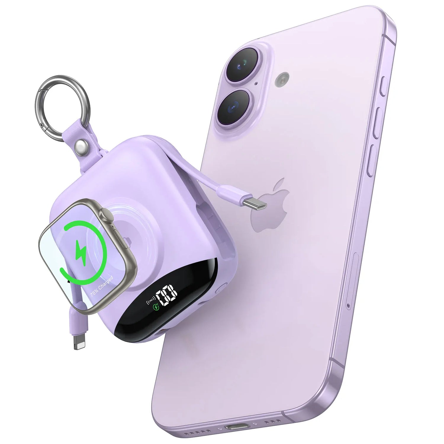 Apple Watch Power Bank With Wireless Charger Built In Lightning Cable Keychain by Home for Health and Beauty