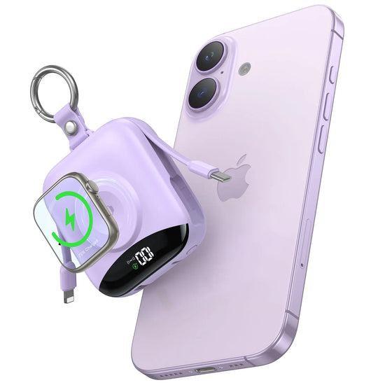 Apple Watch Power Bank With Wireless Charger Built In Lightning Cable Keychain by Home for Health and Beauty