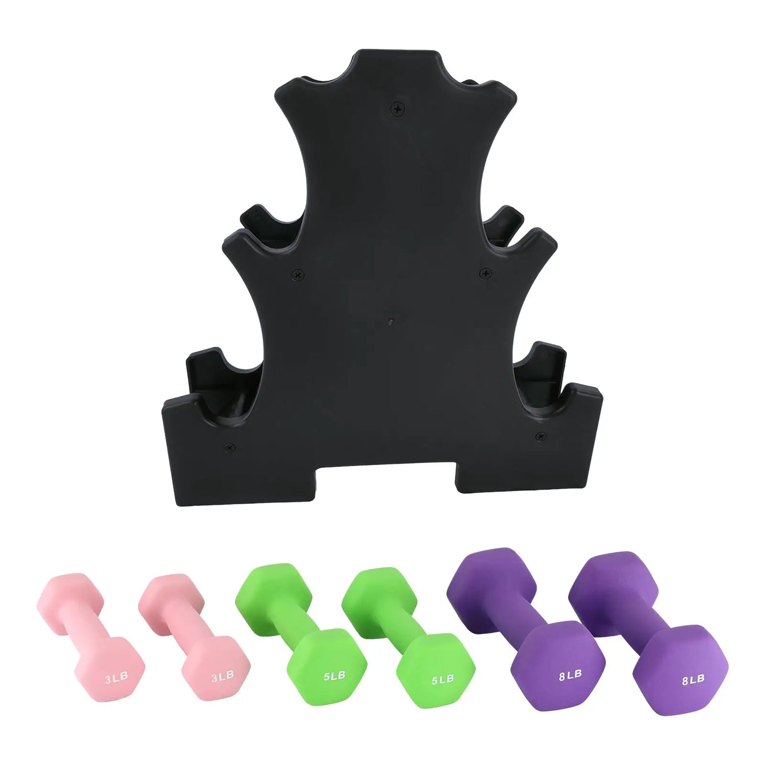 Hexagon PVC Coated Dumbbell Set for Home Gym Anti-Roll Hand Weights Strength Training Equipment for Men Women – 3, 5, 8 lb Pairs by Home for Health and Beauty