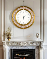 Crushed Diamond Wall Clock Round Decorative Mirrored Clock 24 inch Brown by Home for Health and Beauty