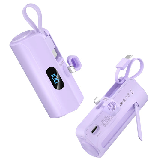 Mini Portable Battery Pack Charger 5000mAh Power Bank,Built-in iOS Interface & USB-C Cable Cell Phone Portable Power,LED Display by Home for Health and Beauty