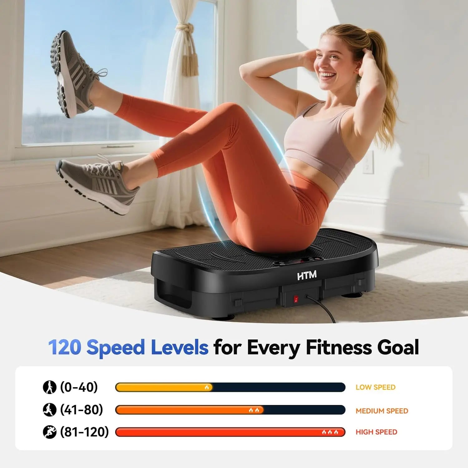 Vibration Plate Fitness Platform with 120 Levels Silent Operation by Home for Health and Beauty