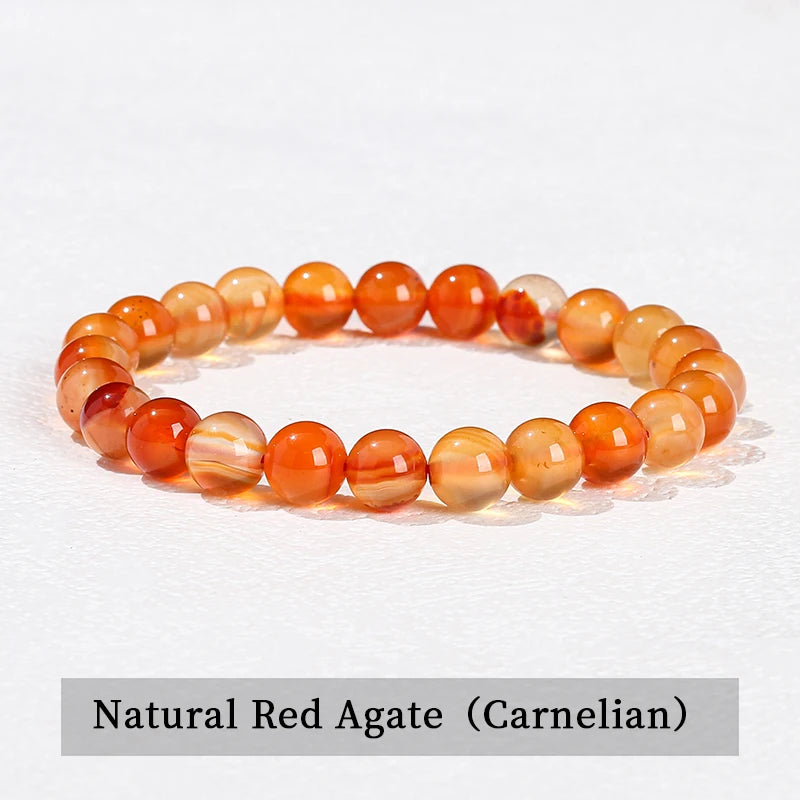 JD Natural Stone Beads Bracelet Amethyst Tiger Eye Crystal Quartz Agate Gem Beads Bangles Women Men Reiki Healling Jewelry Gift by Home for Health and Beauty