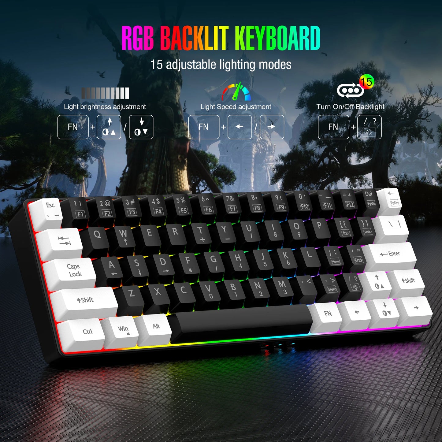 Wired RGB Backlit Waterproof Portable Keyboard PC and Mac
