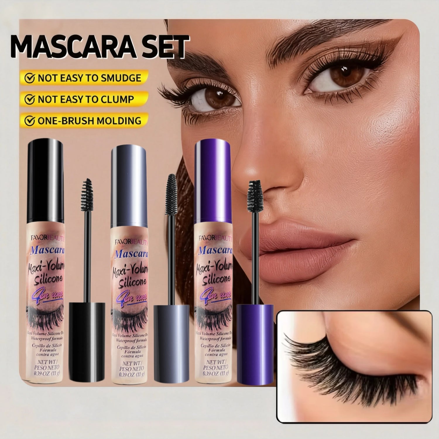 Volumizing Mascara 3-Pack Set Waterproof Long-Lasting Thick Lashes by Home for Health and Beauty