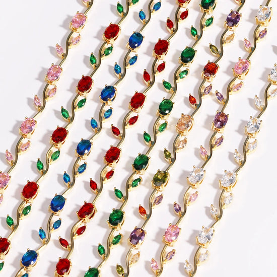 Luxury 16 Colors Sparkling Leaf Cubic Zirconia Branch Gold Silver Color CZ Crystal Bracelet Fashion Women Wedding Jewelry Gift by Home for Health and Beauty