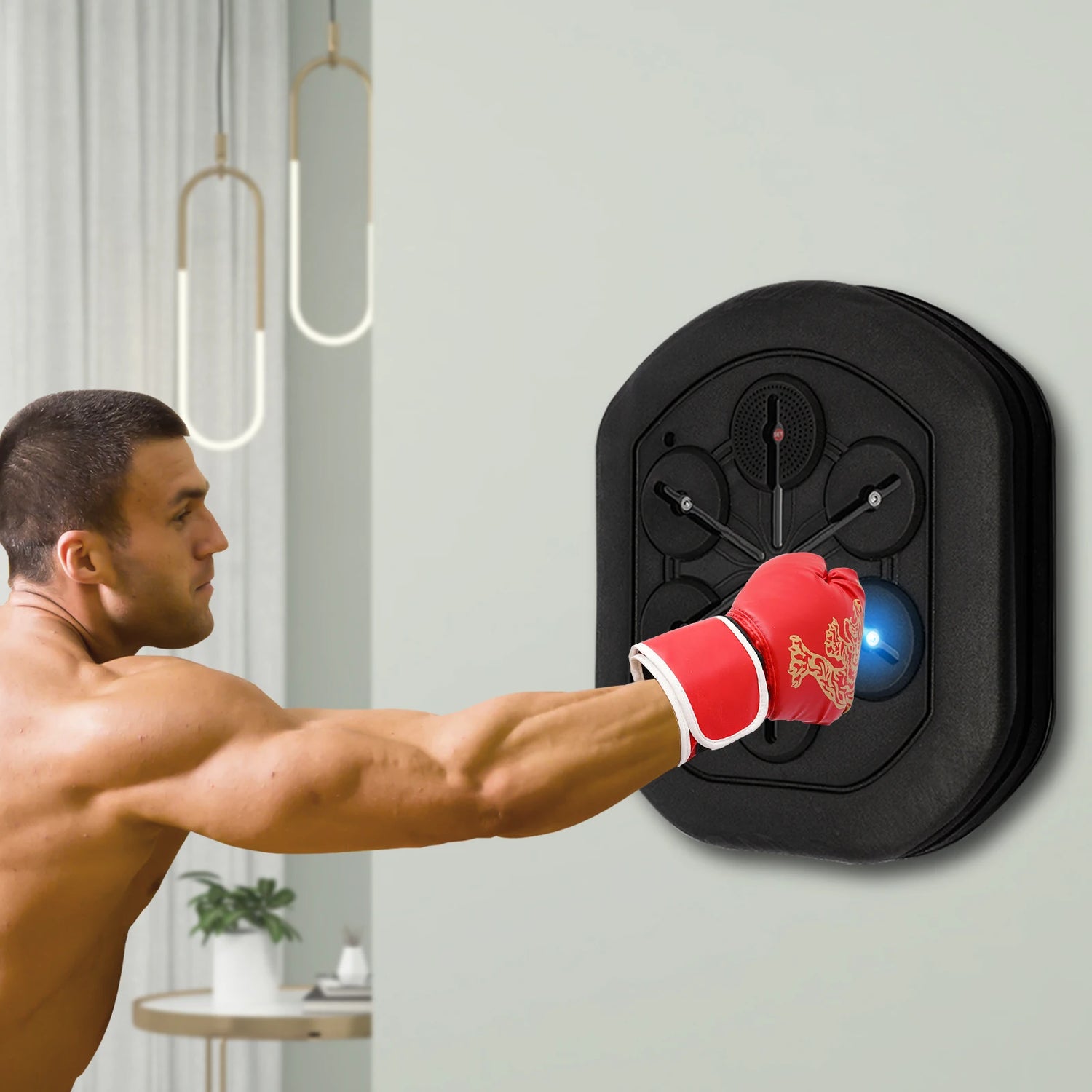Intelligent Music Boxing Training Machine, Wall Mount Bluetooth Boxing Wall Target Punch Trainer w/Gloves&LED Light for Home Gym by Home for Health and Beauty