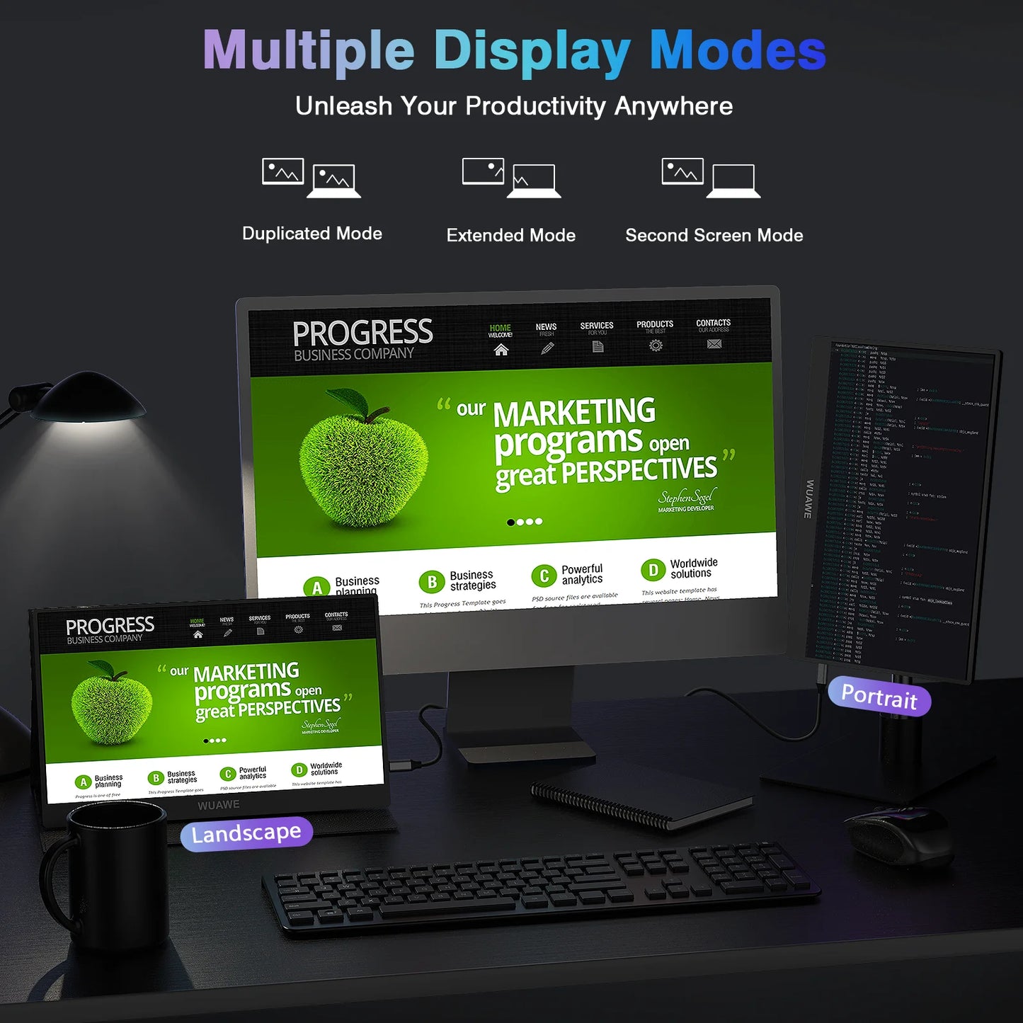 Portable Travel Monitor For PC Mac Phone USB C