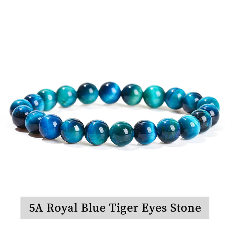 JD Natural Stone Beads Bracelet Amethyst Tiger Eye Crystal Quartz Agate Gem Beads Bangles Women Men Reiki Healling Jewelry Gift by Home for Health and Beauty