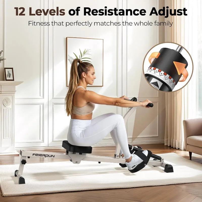 Foldable Rowing Machine With 12 Levels Of Resistance