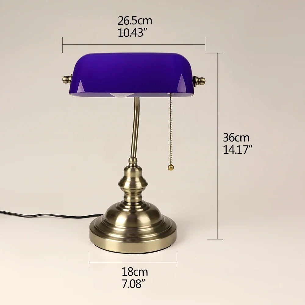 Desk lamp Table Light glass banker‘s lamp zipper switch for bedroom home stuy restaurant library office light night lamp by Home for Health and Beauty