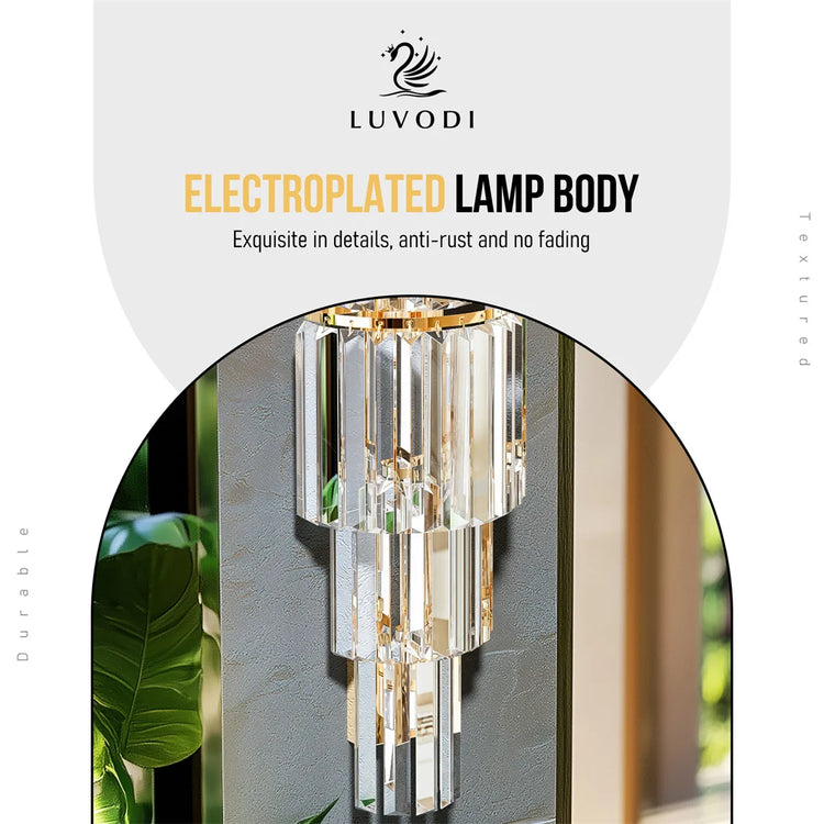 Crystal Wall Lamp Modern 3-Layer Wall Crystal Sconce Light E14 Led Corn Lights by Home for Health and Beauty