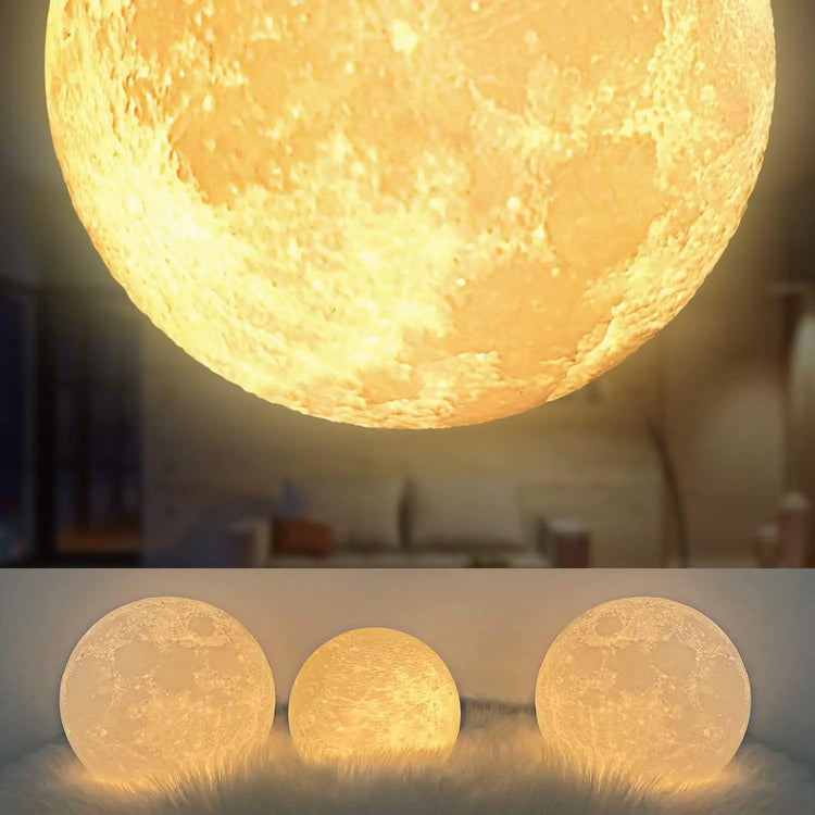 Magnetic Floating Rotating Moon Lamp with Wooden Base, 3 Color Temperature LED Night Lights of Print 3D for Unique Gifts, Room by Home for Health and Beauty