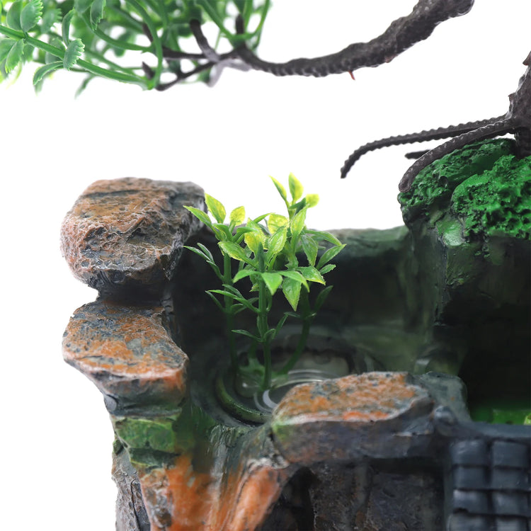 Tabletop Water Fountain with LED Light, Desktop Ornaments Resin Rockery Ornament for Office Living Room Desk Decor by Home for Health and Beauty