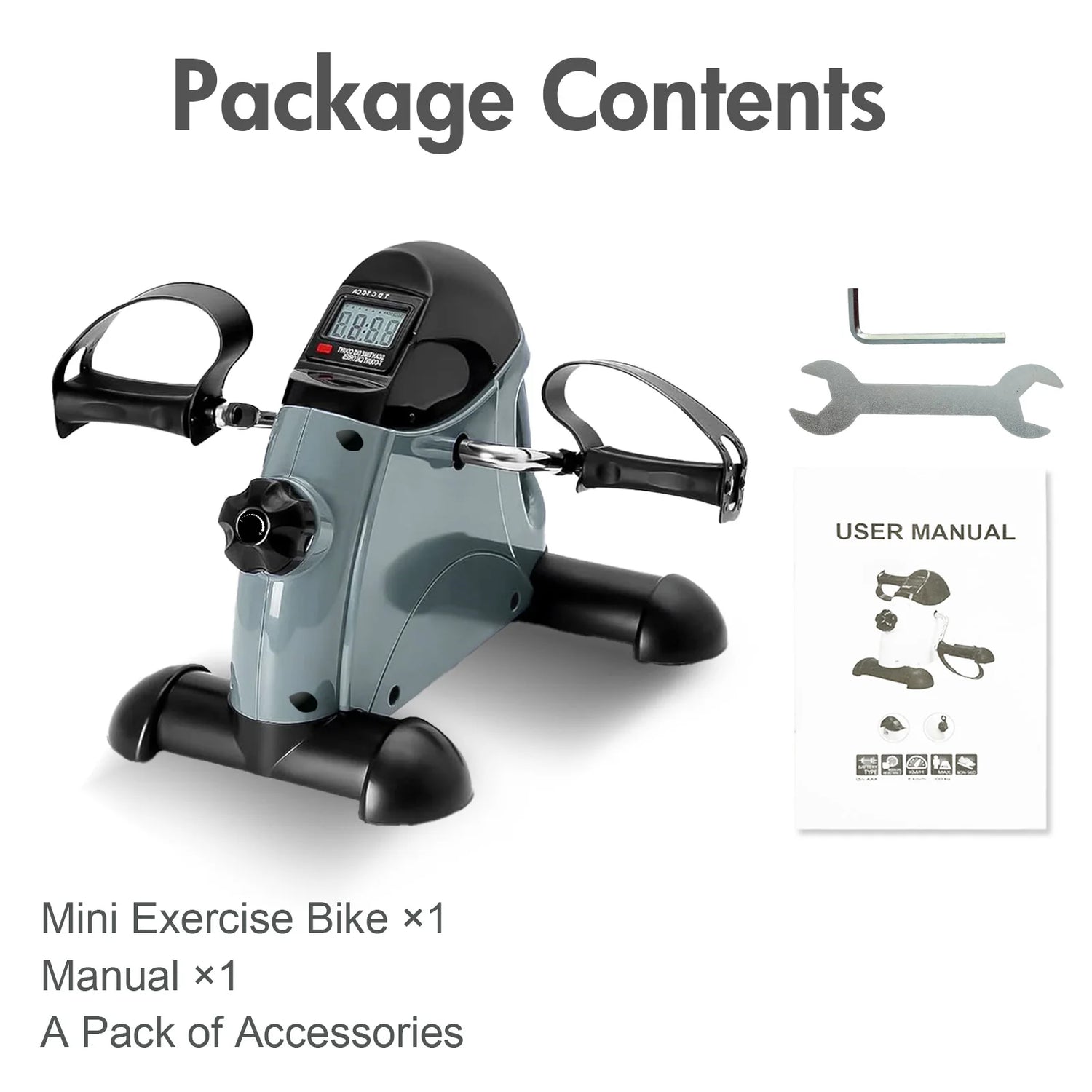 Mini Pedal Exercise Bike Under Desk Bicycle Trainer Fitness Cycling Portable LCD Display Arm Leg Fitness Equipment Home Office by Home for Health and Beauty