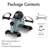 Mini Pedal Exercise Bike Under Desk Bicycle Trainer Fitness Cycling Portable LCD Display Arm Leg Fitness Equipment Home Office by Home for Health and Beauty