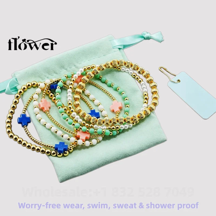 Waterproof Charm Beads Stackable Bracelets Bangles Fashion Fine Jewelry Gift For Women Anniversary Birthday by Home for Health and Beauty