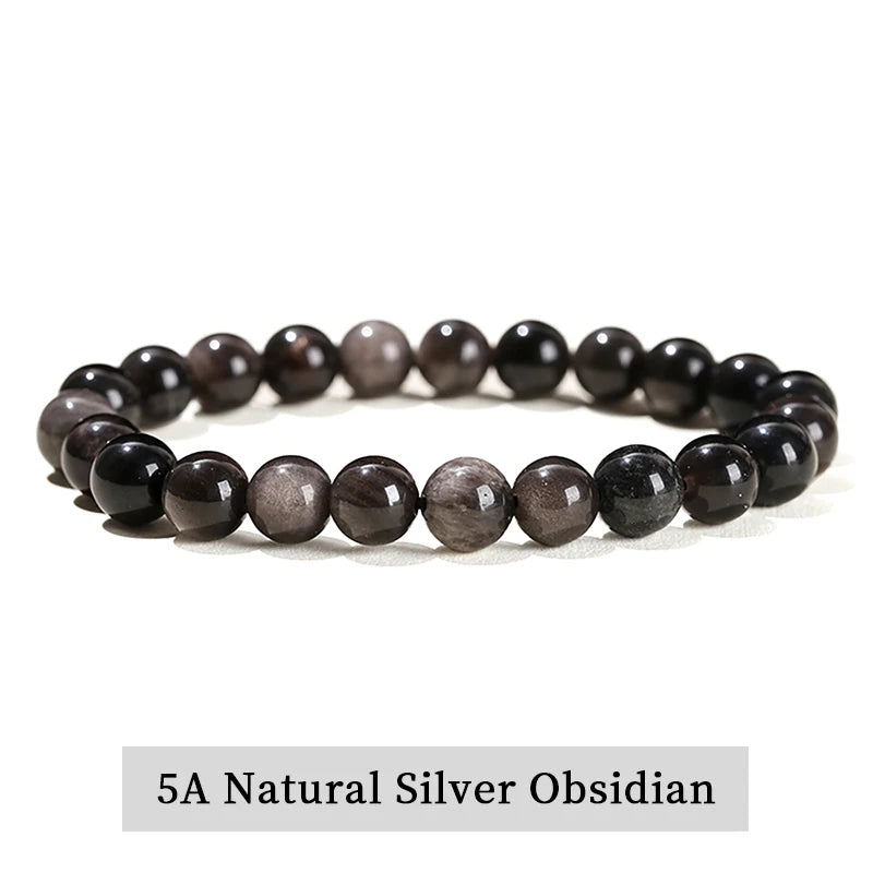 JD Natural Stone Beads Bracelet Amethyst Tiger Eye Crystal Quartz Agate Gem Beads Bangles Women Men Reiki Healling Jewelry Gift by Home for Health and Beauty
