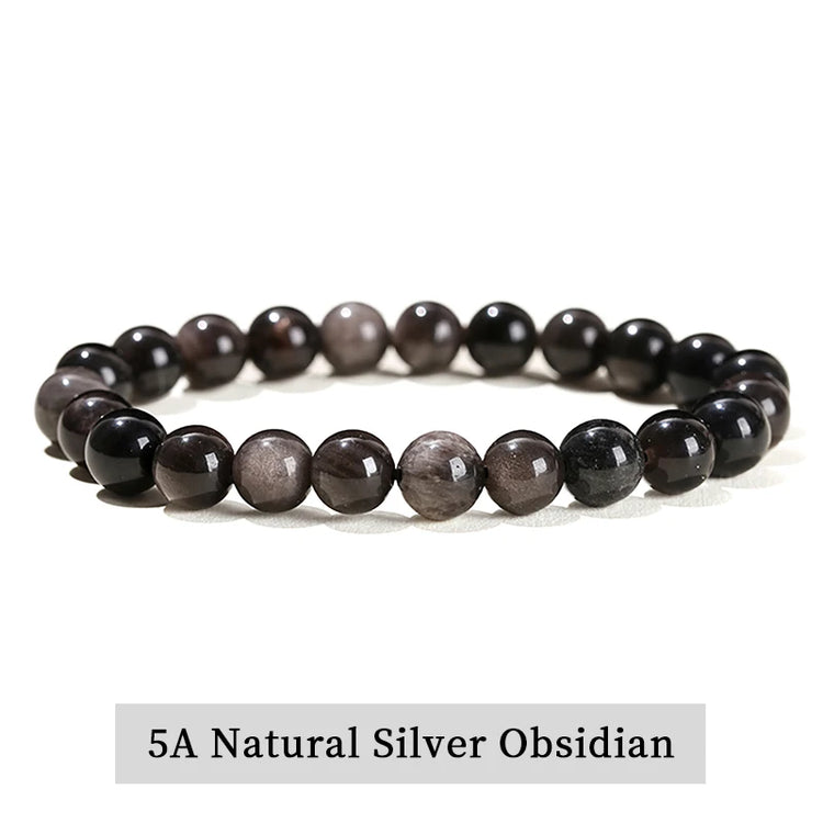 JD Natural Stone Beads Bracelet Amethyst Tiger Eye Crystal Quartz Agate Gem Beads Bangles Women Men Reiki Healling Jewelry Gift by Home for Health and Beauty