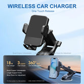 Wireless Car Charger Phone Holder 15W Fast Charge Mount iPhone by Home for Health and Beauty