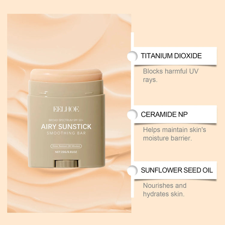 Moisturize Airy Sunstick SPF50+ Anti-UV Long-lasting Protector High Coverage 23g Matte Natural Sunscreen Cream Skin Care by Home for Health and Beauty