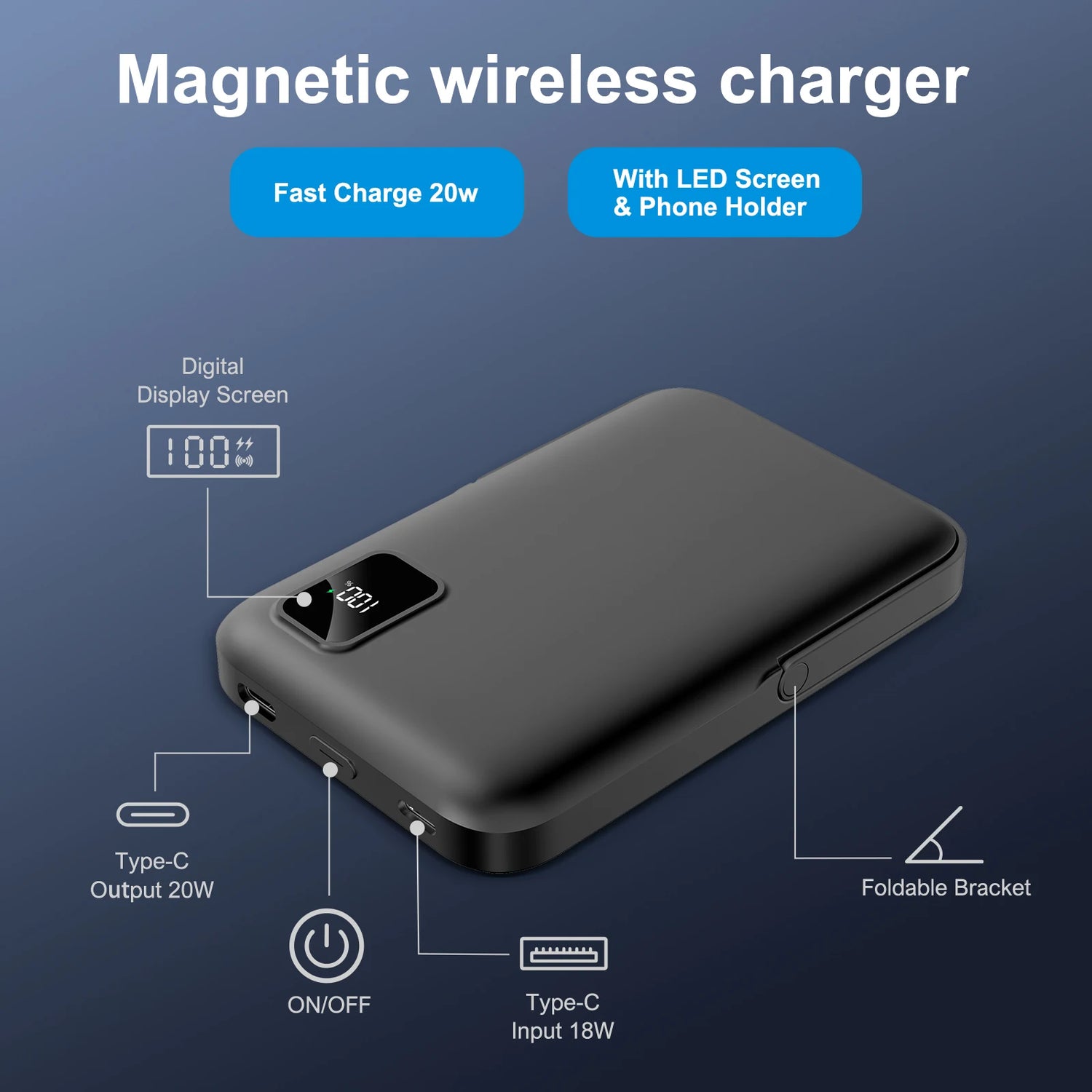 Magnetic 10000mAh Wireless Power Bank iPhone 15 14 13 12 by Home for Health and Beauty