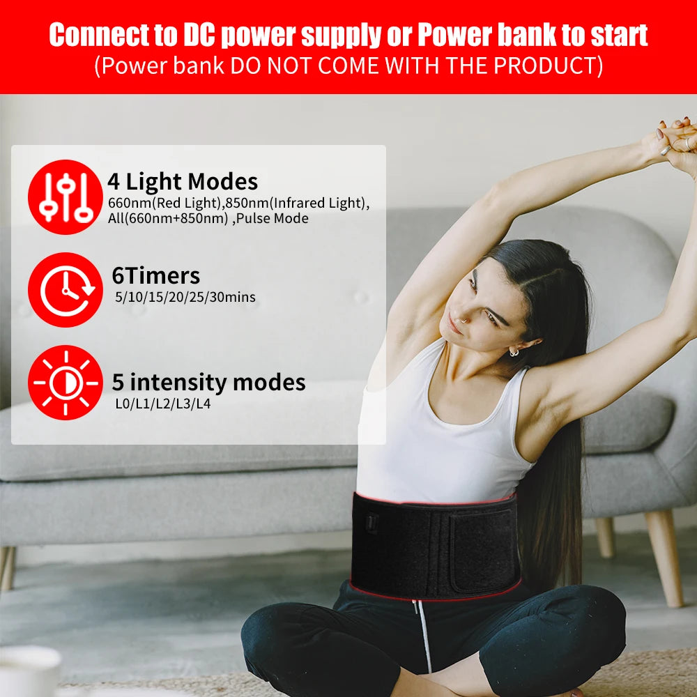 Electronic Red Light Therapy Belt 660nm 850nm Near Infrared by Home for Health and Beauty