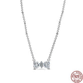 925 Sterling Silver Bow Heart Necklace Zircon Charm Gift by Home for Health and Beauty