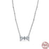 925 Sterling Silver Bow Heart Necklace Zircon Charm Gift by Home for Health and Beauty