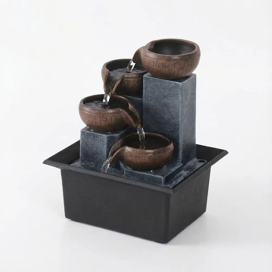 Tabletop Zen Water Fountain 4Tier Bowl Cascading Waterfall Decor, Indoor Relaxing Sound Water Feature For Home Office Desk, Rus by Home for Health and Beauty