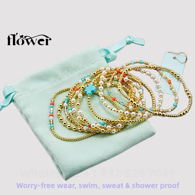 Waterproof Charm Beads Stackable Bracelets Bangles Fashion Fine Jewelry Gift For Women Anniversary Birthday by Home for Health and Beauty