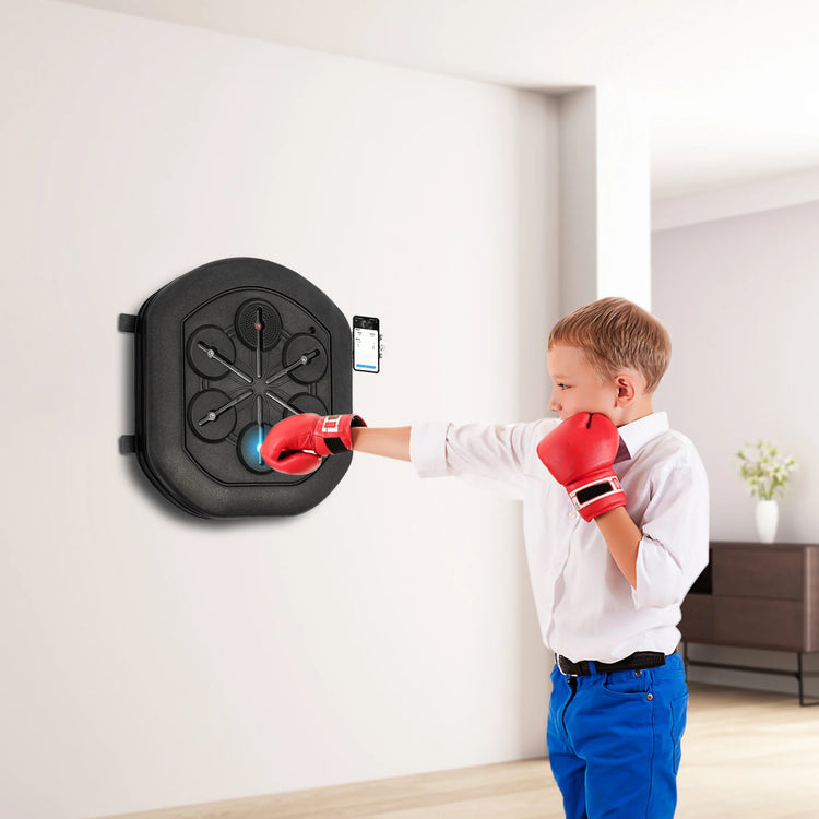 Intelligent Music Boxing Training Machine, Wall Mount Bluetooth Boxing Wall Target Punch Trainer w/Gloves&LED Light for Home Gym by Home for Health and Beauty