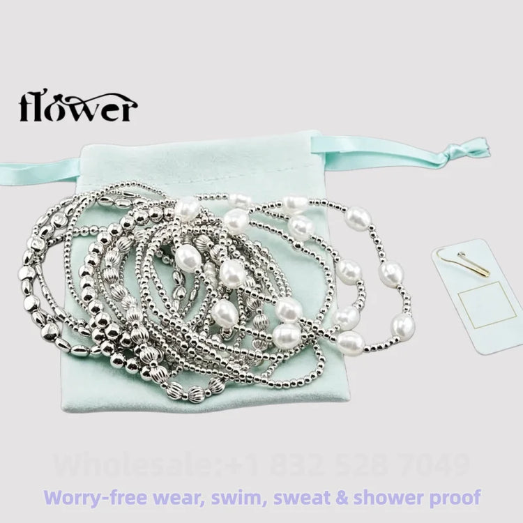 Waterproof Charm Beads Stackable Bracelets Bangles Fashion Fine Jewelry Gift For Women Anniversary Birthday by Home for Health and Beauty