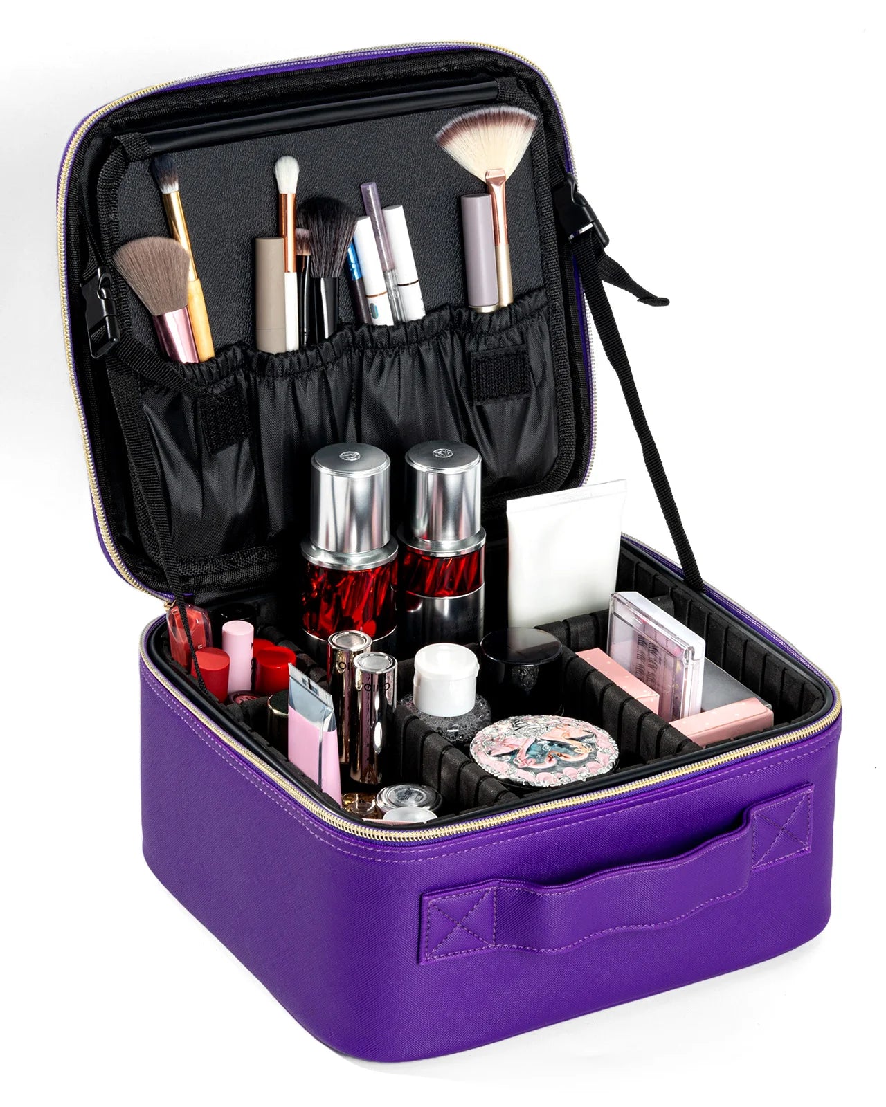 Makeup Bag With Mirror Lamp Travel Waterproof Cosmetic Case