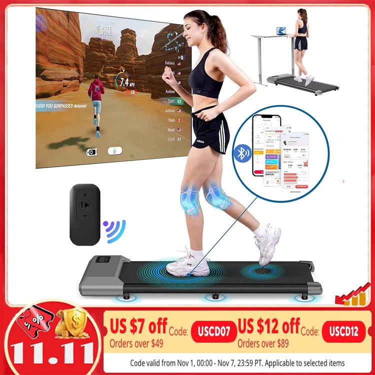 Driving Walking Pad Mini Treadmill Under Desk Quiet Portable by Home for Health and Beauty