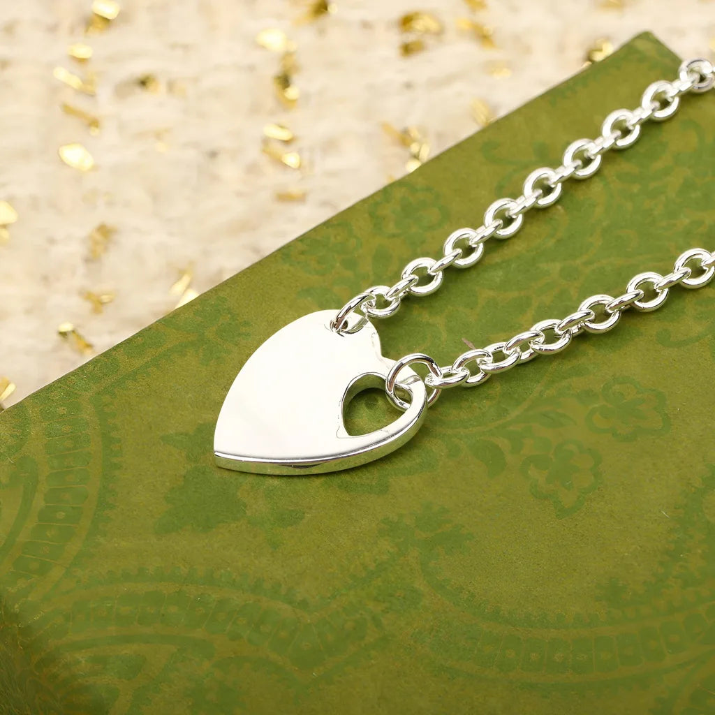 Silver Heart Jewelry Set Necklace And Earrings