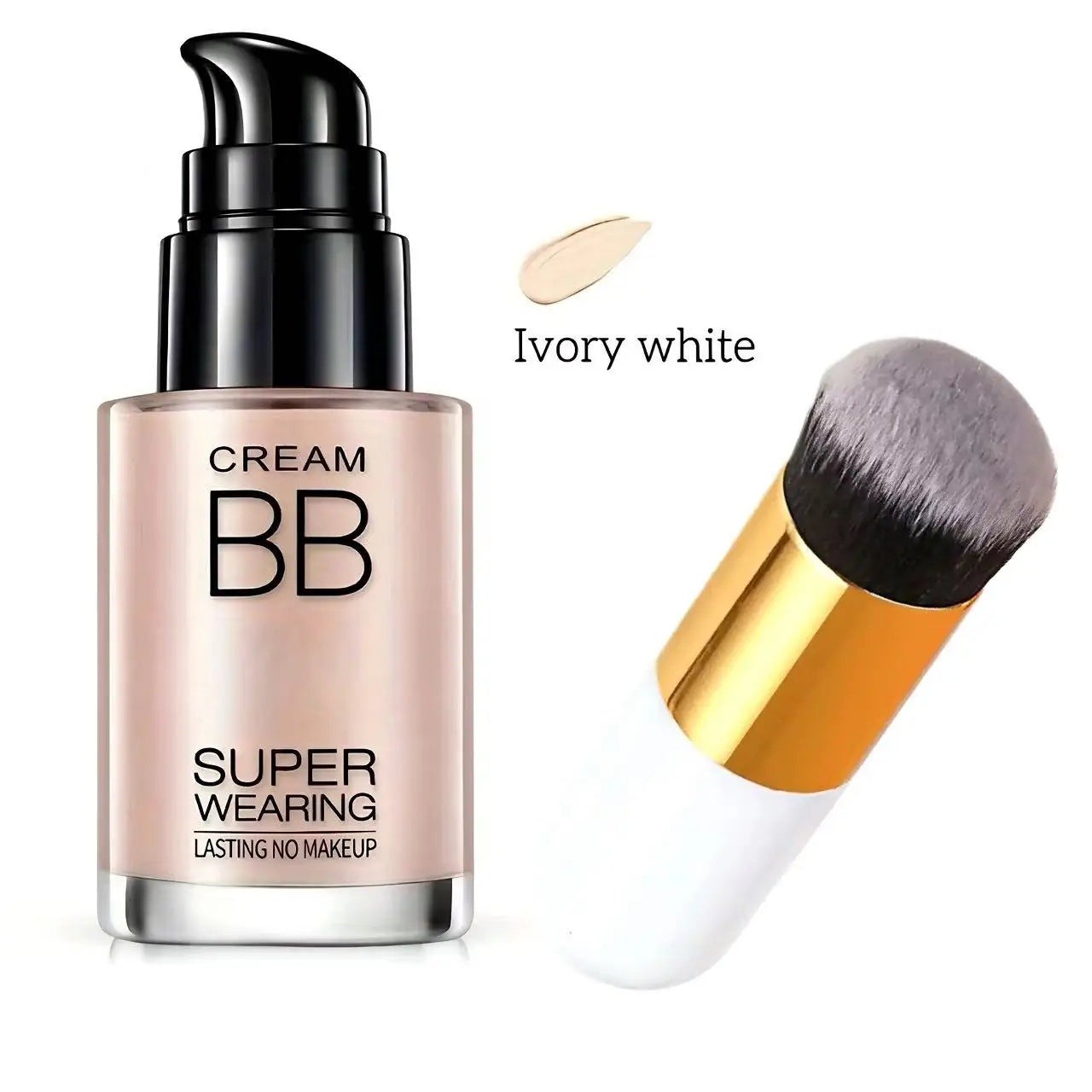 BB cream foundation (with brush) is waterproof, long-lasting, and moisturizing, suitable for all light skin tones. by Home for Health and Beauty