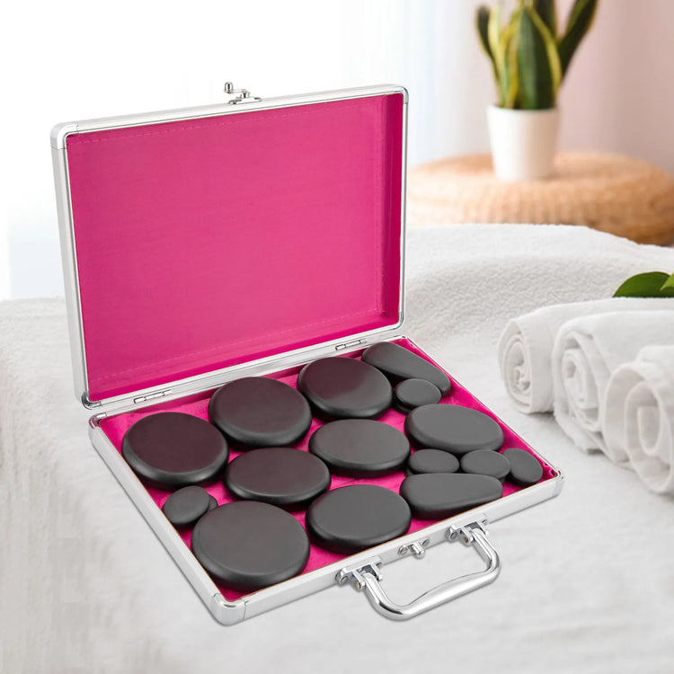 Hot Stones Massage Set, 18 Volcanic Rocks Body Massage Set, for Massage, Scraping, Hot Compress by Home for Health and Beauty