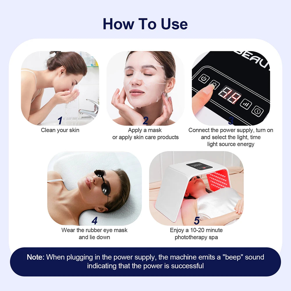 7 Colors LED Photon Machine Foldable Skin Care Equipment Skin Rejuvenation Light Facial Body Beauty Machines For Skin Care by Home for Health and Beauty