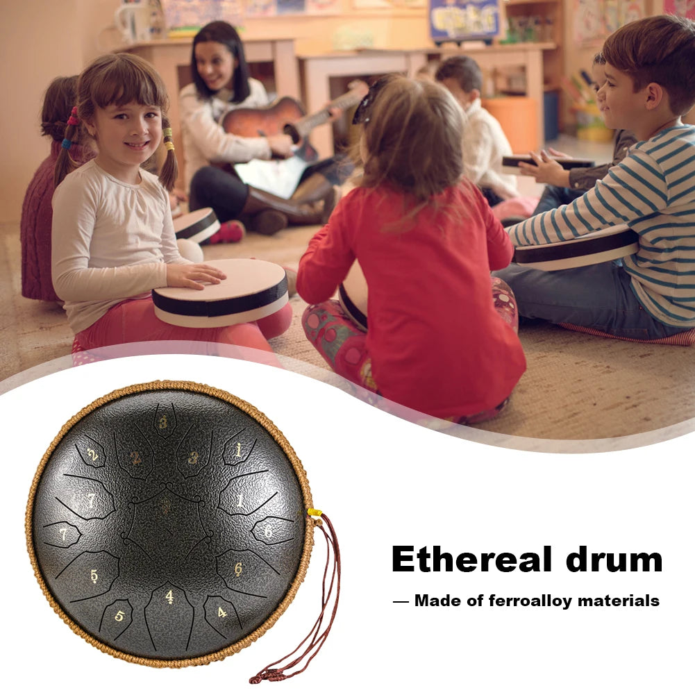 12 Inch Music Drum with Handbag Drumstick 15 Notes D Tone Ethereal Drum Yoga Meditation Sound Healing Beginner Hand Drum by Home for Health and Beauty