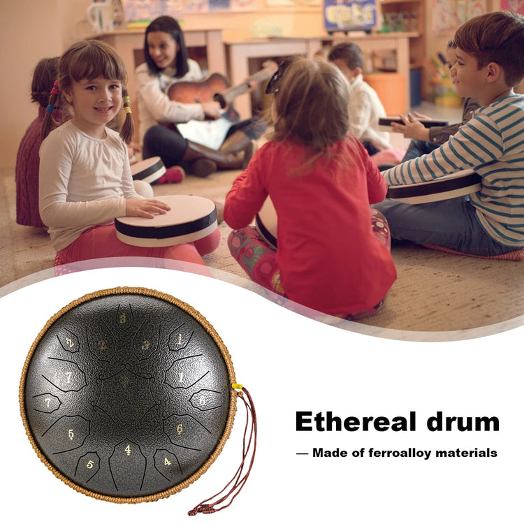 12 Inch Music Drum with Handbag Drumstick 15 Notes D Tone Ethereal Drum Yoga Meditation Sound Healing Beginner Hand Drum by Home for Health and Beauty