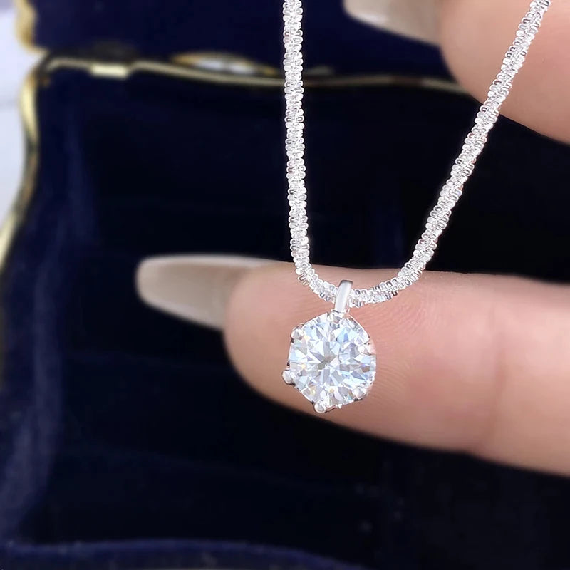 Real Moissanite Diamond Pendant Necklace 925 Sterling Silver Cauliflower Chain by Home for Health and Beauty