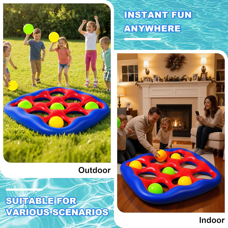 Pool Games Set- Tic-Tac-Toe Inflatable Pool Toys with 10 Balls Fun Summer Swimming Pool Party Beach Lawn Outdoor Camping Party Float Game Water Ball Toys for Adults Teens Kids 2-10 Players by Home for Health and Beauty