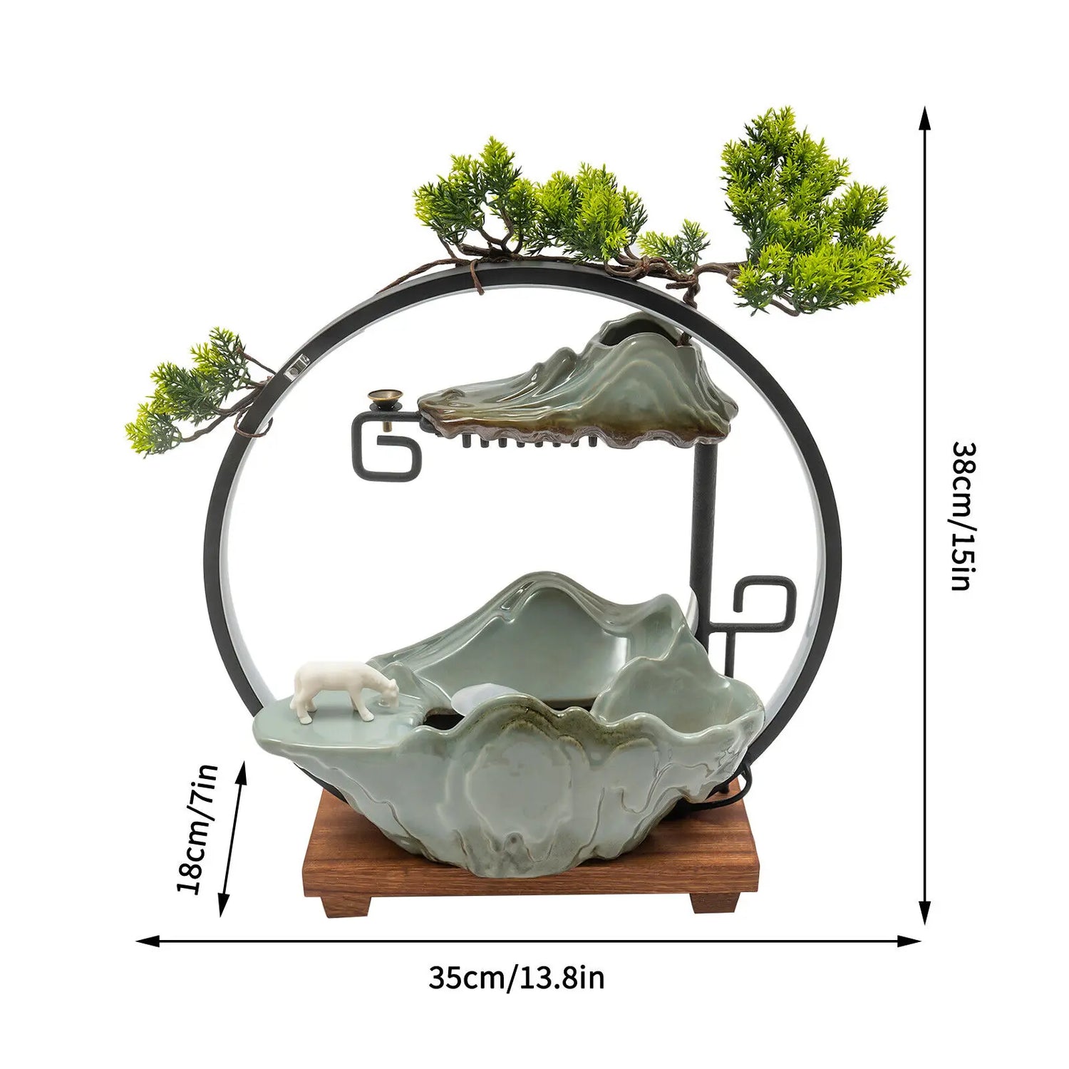 Tabletop Water Fountains Indoor Waterfall Decoration and LED for Meditation by Home for Health and Beauty