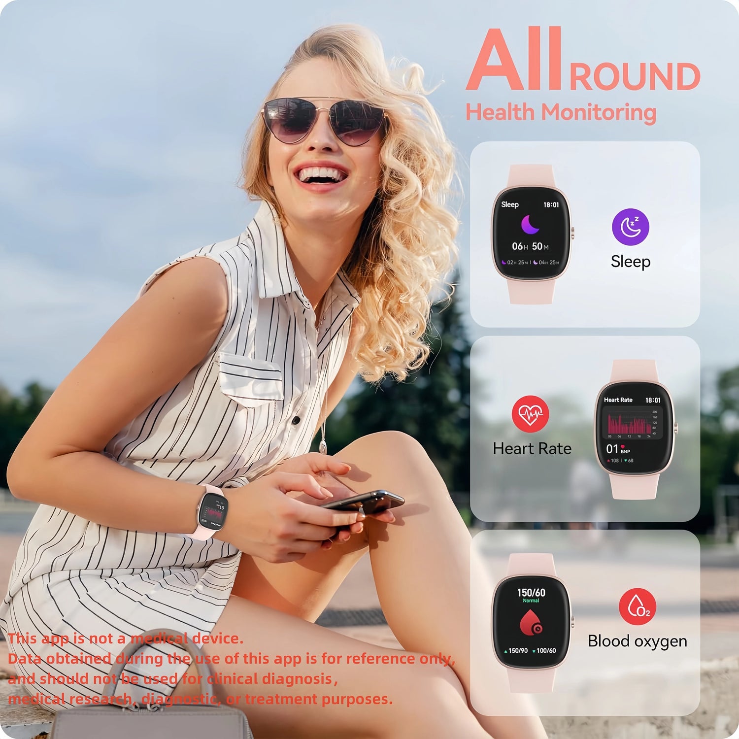 Smart Watch Fitness Tracker With Sleep Tracking by Home for Health and Beauty