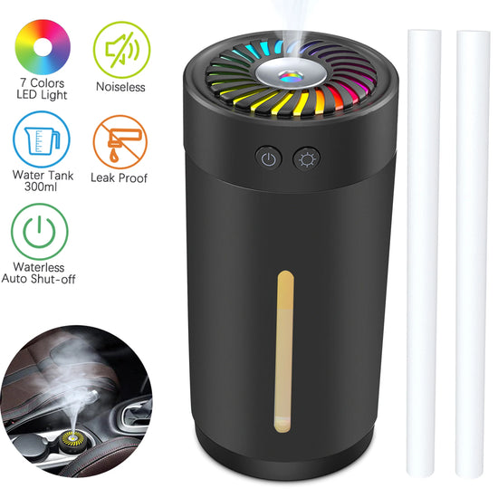 300ml Mini Ultrasonic Humidifier USB with 7 Colors LED Light Dual Mist Modes for Home/Office/Baby Room/Bedroom/Car Travel/Yoga by Home for Health and Beauty