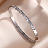 Sparkling Zirconia Inlaid Stainless Steel Bracelet 5/1pcs Set for Women Stackable Bangles Fashion Non Fading Jewelry Gift by Home for Health and Beauty