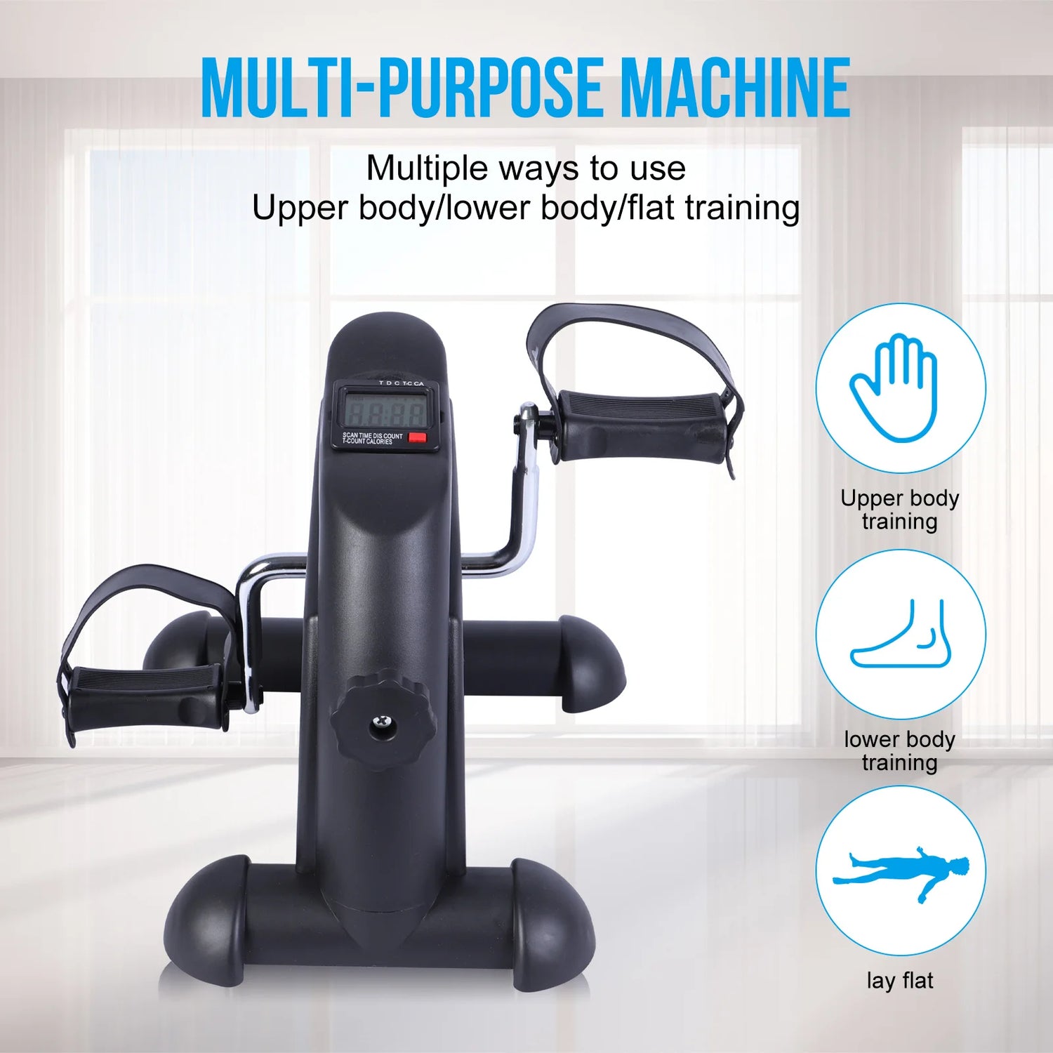 Mini Under Desk Pedal Exerciser Bike Multi-Function Motorized Digital With LCD Screen Display for Leg Arm and Knee for Elderly by Home for Health and Beauty